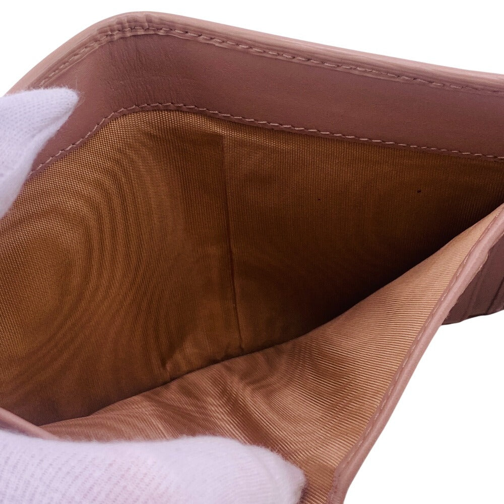 PRADA Tri-fold wallet 1MH176 leather beige Compact wallet Wittelomb Triangle Women Used Authentic