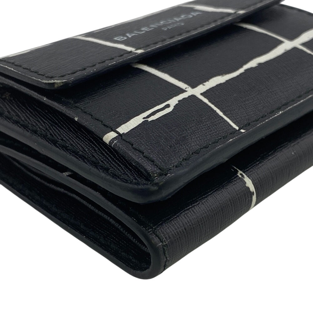 BALENCIAGA Tri-fold wallet leather black Compact wallet(Unisex) Used Authentic