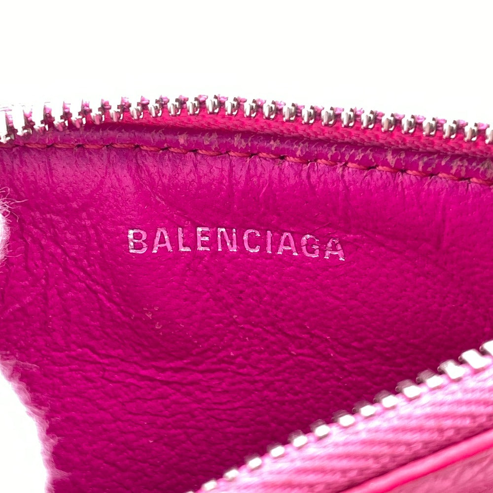 BALENCIAGA Coin case Grain Calfskin Leather pink Grain calfskin Cash Large Long Coin and Card Holder Women Used Authentic