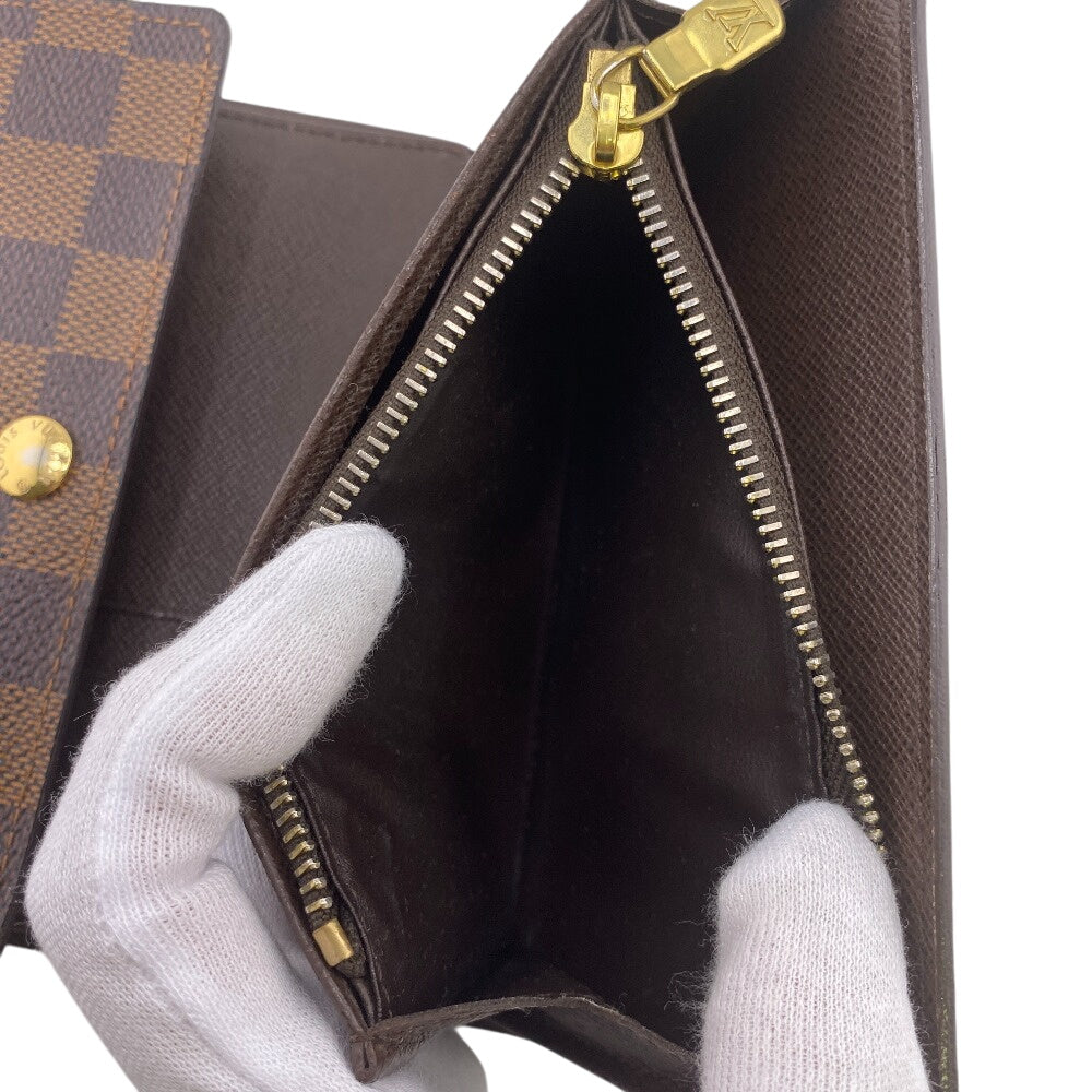LOUIS VUITTON Bifold Wallet N61202 Damier Brown Pass case Damier Porte Tresor Etui Papier mens Used Authentic