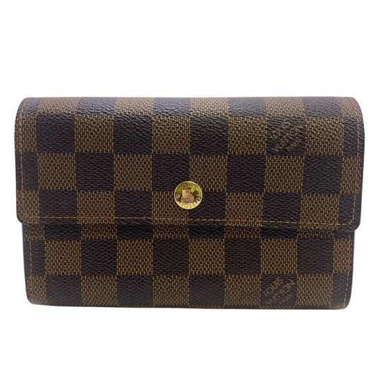 LOUIS VUITTON Bifold Wallet N61202 Damier Brown Pass case Damier Porte Tresor Etui Papier mens Used Authentic