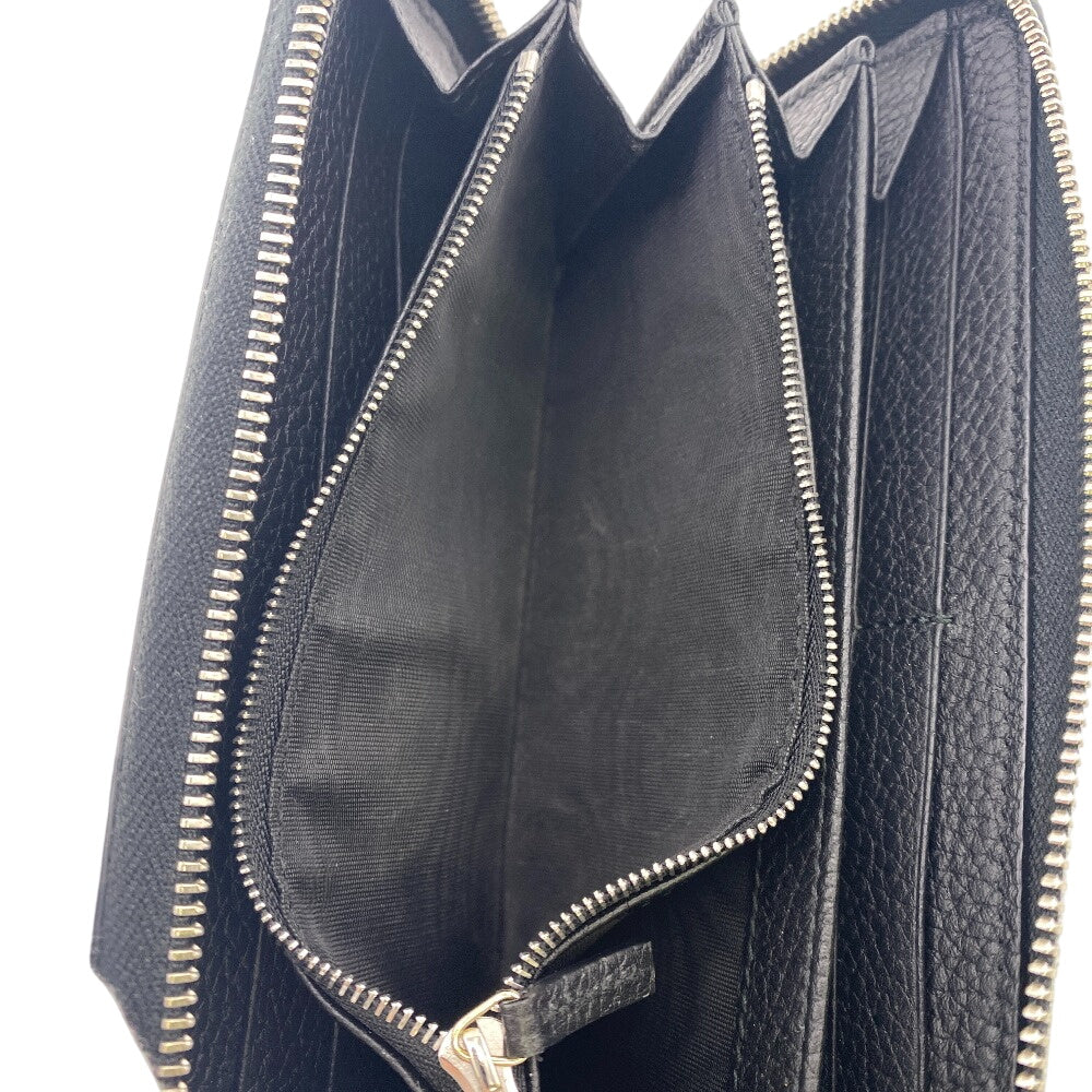 GUCCI Long Wallet Purse 771154 leather black GUCCI logo zip around wallet mens Used Authentic