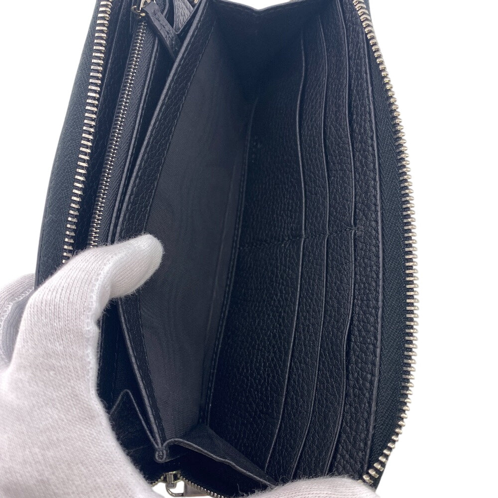 GUCCI Long Wallet Purse 771154 leather black GUCCI logo zip around wallet mens Used Authentic