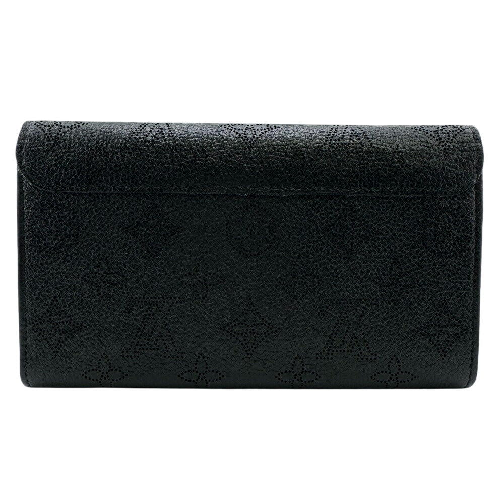 LOUIS VUITTON Long Wallet Purse Mahina, Leather black Monogram Mahina Portefeuille Iris(Unisex) Used Authentic