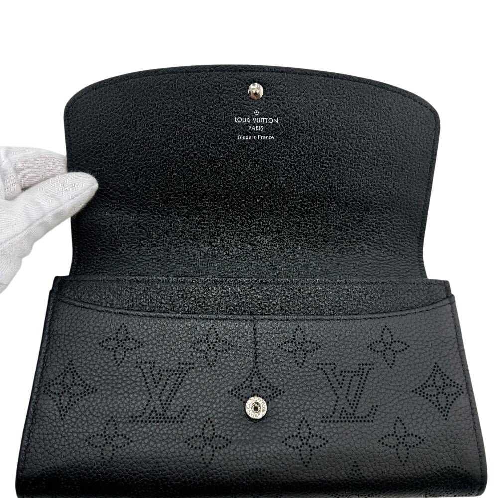 LOUIS VUITTON Long Wallet Purse Mahina, Leather black Monogram Mahina Portefeuille Iris(Unisex) Used Authentic