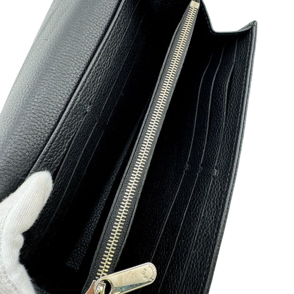 LOUIS VUITTON Long Wallet Purse Mahina, Leather black Monogram Mahina Portefeuille Iris(Unisex) Used Authentic