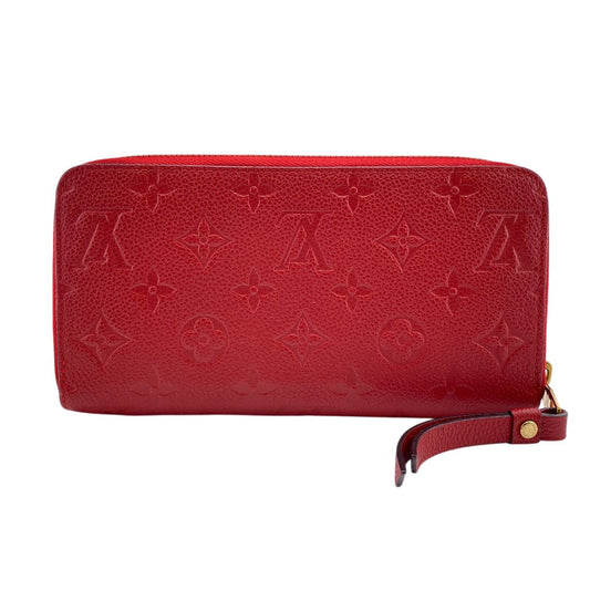 LOUIS VUITTON Long Wallet Purse M63691 leather Red Zip Around Monogram Ann Platt Zippy wallet Women Used Authentic