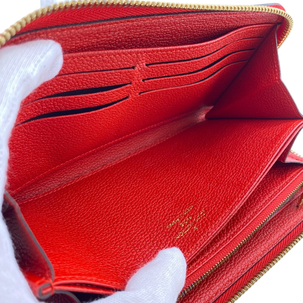 LOUIS VUITTON Long Wallet Purse M63691 leather Red Zip Around Monogram Ann Platt Zippy wallet Women Used Authentic