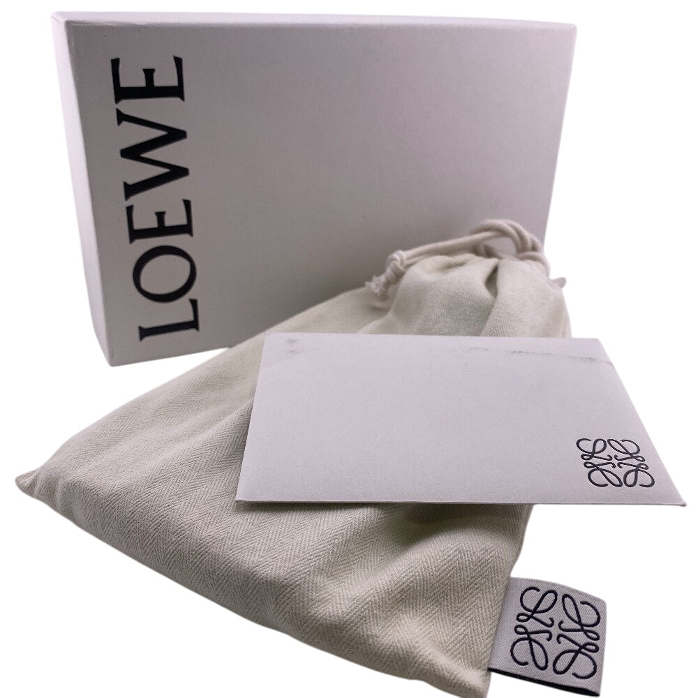 LOEWE Long Wallet Purse leather beige Zip around knot Shiny Nakapaf Women Used Authentic