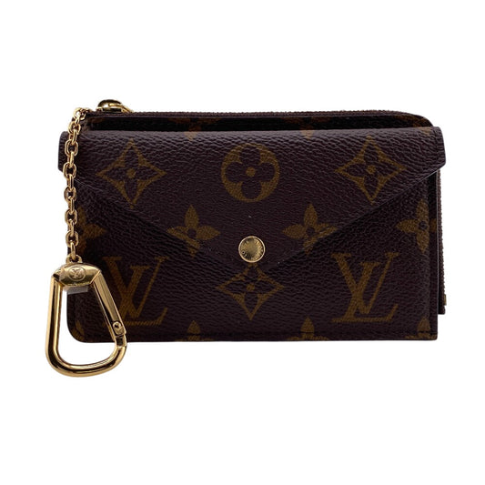 LOUIS VUITTON Coin case leather Brown Fragment case Monogram Porte Cartes Recto Verso Women Used Authentic