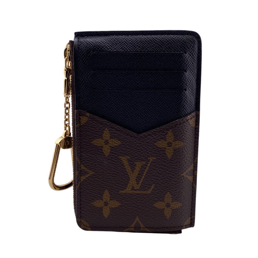 LOUIS VUITTON Coin case leather Brown Fragment case Monogram Porte Cartes Recto Verso Women Used Authentic