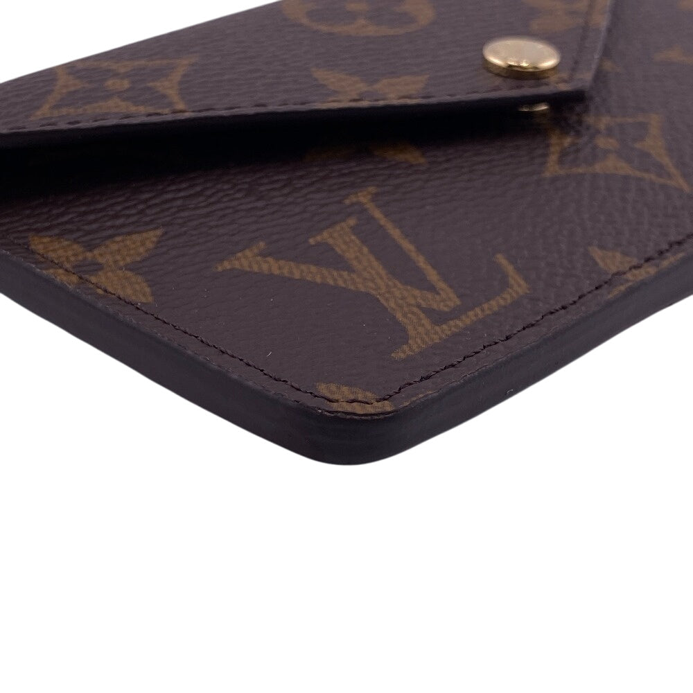 LOUIS VUITTON Coin case leather Brown Fragment case Monogram Porte Cartes Recto Verso Women Used Authentic