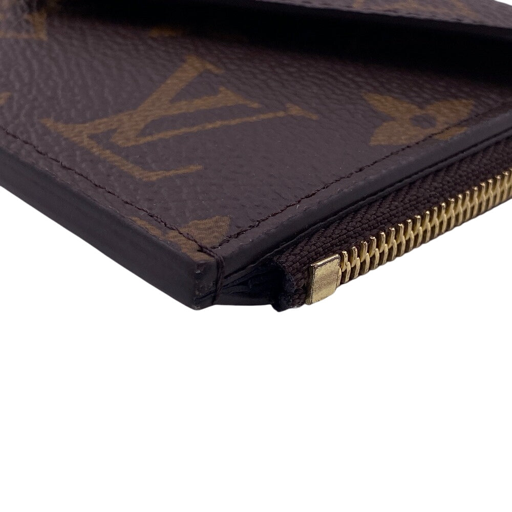 LOUIS VUITTON Coin case leather Brown Fragment case Monogram Porte Cartes Recto Verso Women Used Authentic