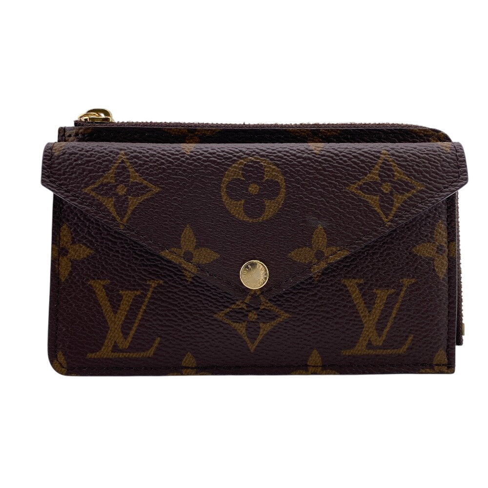 LOUIS VUITTON Coin case leather Brown Fragment case Monogram Porte Cartes Recto Verso Women Used Authentic