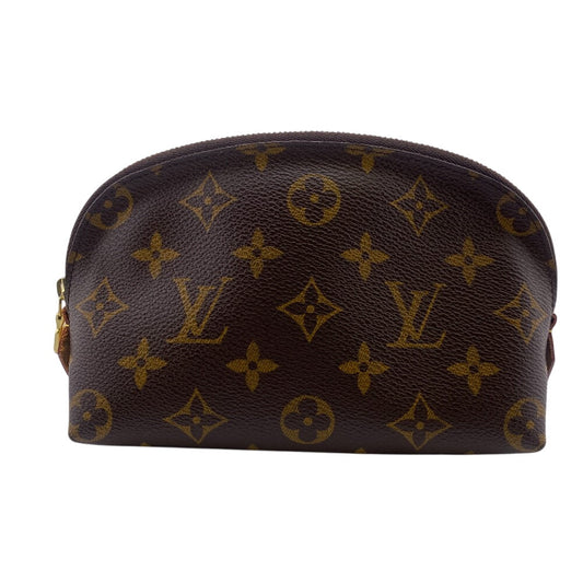 LOUIS VUITTON Cosmetics Pouch M47515 leather Brown Cosmetics Pouch Monogram Pochette CosmetiquePM Women Used Authentic