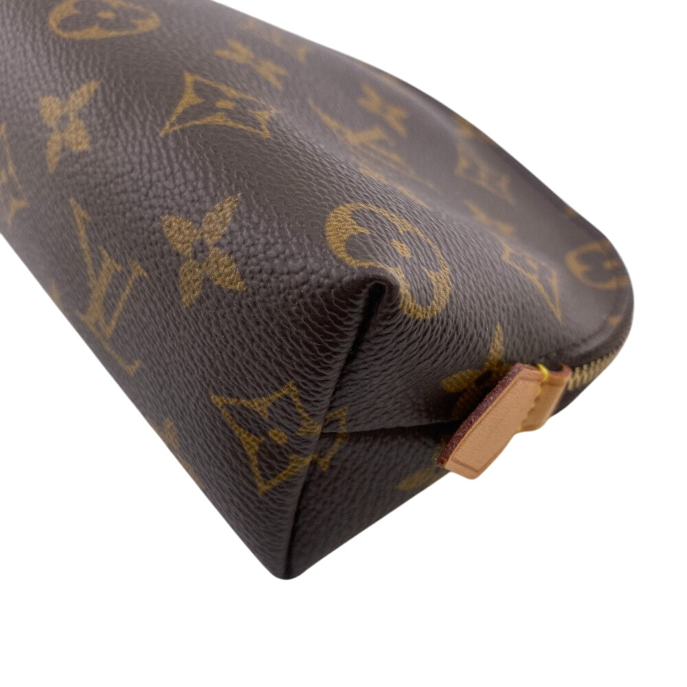 LOUIS VUITTON Cosmetics Pouch M47515 leather Brown Cosmetics Pouch Monogram Pochette CosmetiquePM Women Used Authentic