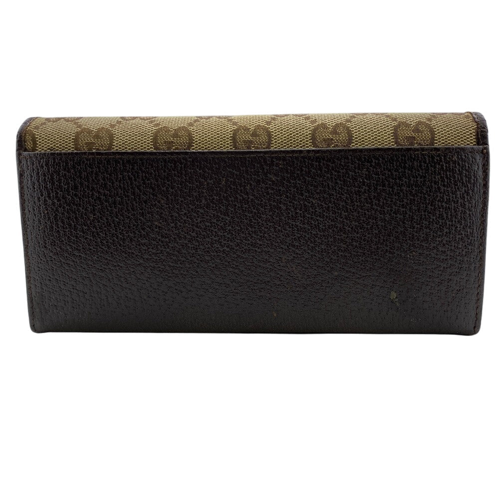 GUCCI Long Wallet Purse 118377 GG canvas, leather Brown