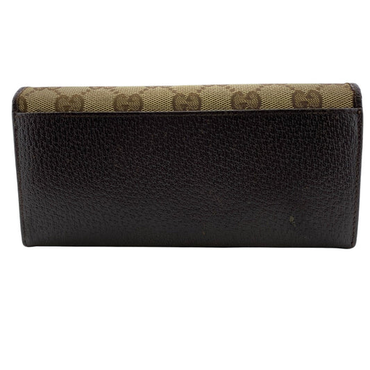 GUCCI Long Wallet Purse 118377 GG canvas, leather Brown