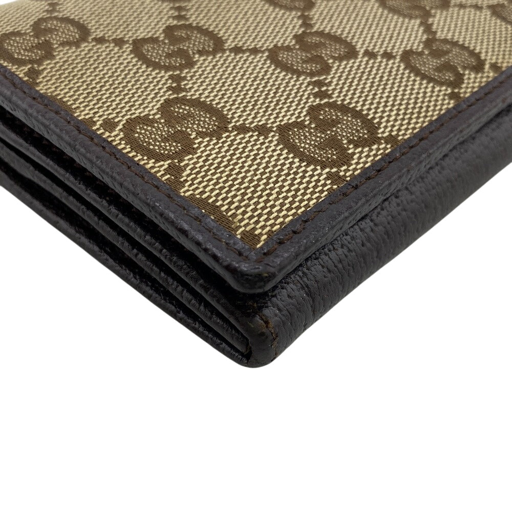 GUCCI Long Wallet Purse 118377 GG canvas, leather Brown