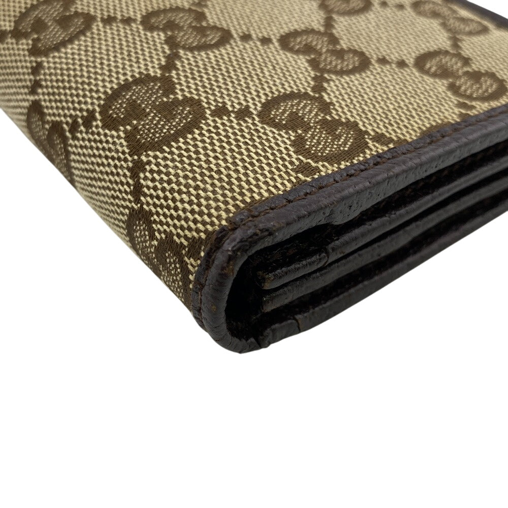 GUCCI Long Wallet Purse 118377 GG canvas, leather Brown