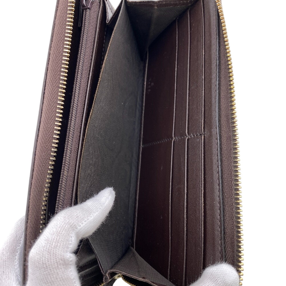 GUCCI Long Wallet Purse 307980 leather Brown Zip Around Guccisima GG Women Used Authentic