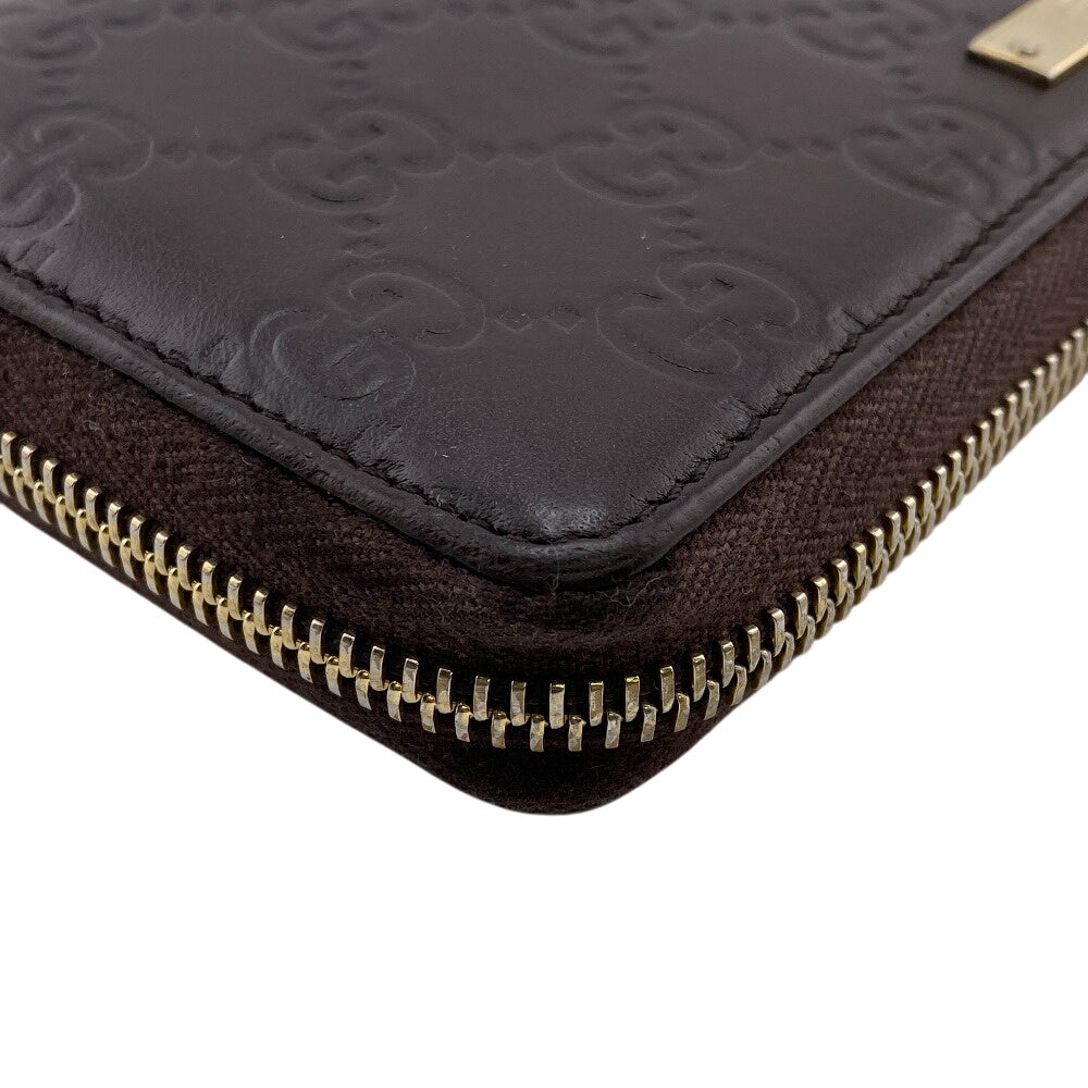 GUCCI Long Wallet Purse 307980 leather Brown Zip Around Guccisima GG Women Used Authentic