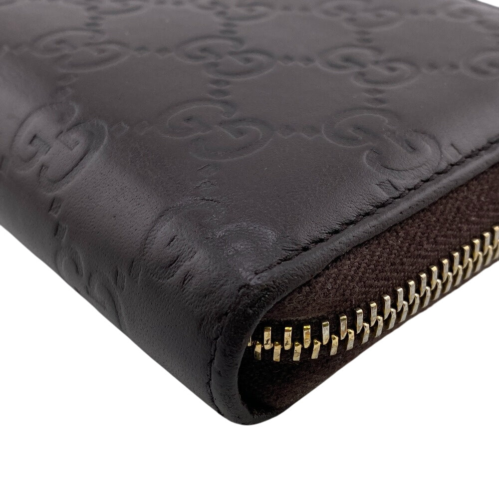 GUCCI Long Wallet Purse 307980 leather Brown Zip Around Guccisima GG Women Used Authentic