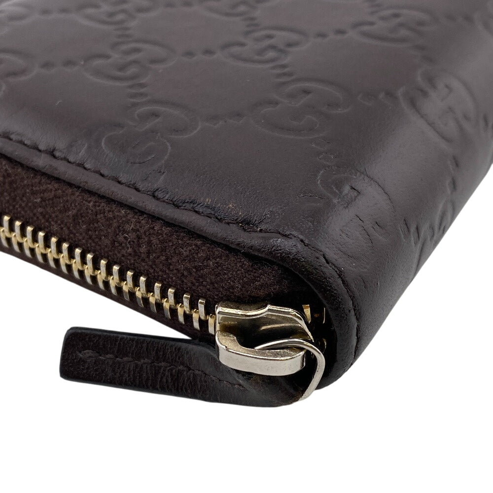 GUCCI Long Wallet Purse 307980 leather Brown Zip Around Guccisima GG Women Used Authentic