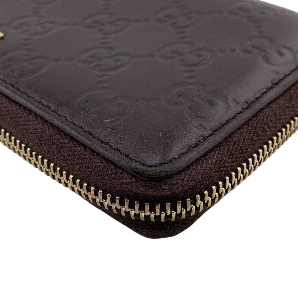 GUCCI Long Wallet Purse 307980 leather Brown Zip Around Guccisima GG Women Used Authentic