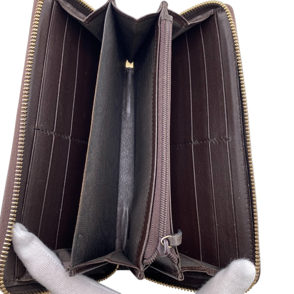 GUCCI Long Wallet Purse 307980 leather Brown Zip Around Guccisima GG Women Used Authentic