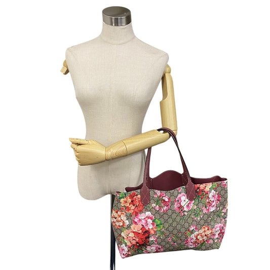 GUCCI Tote Bag 368568 GG Supreme Canvas beige Shoulder Bag GG Blooms Women Used Authentic