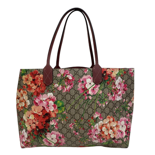 GUCCI Tote Bag 368568 GG Supreme Canvas beige Shoulder Bag GG Blooms Women Used Authentic