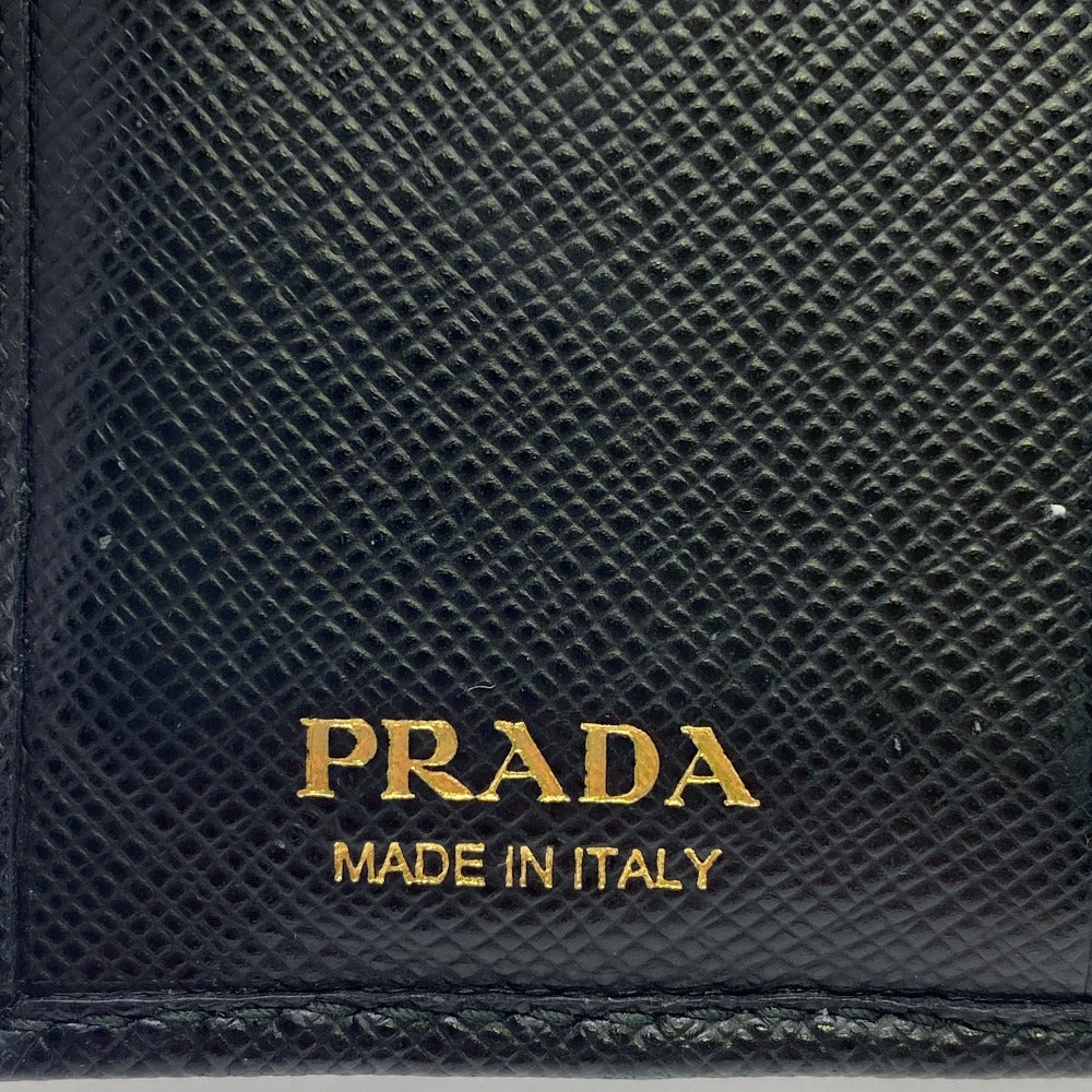 PRADA Bifold Wallet 1MV204 Leather, Saffiano NERO Compact wallet Women Used Authentic