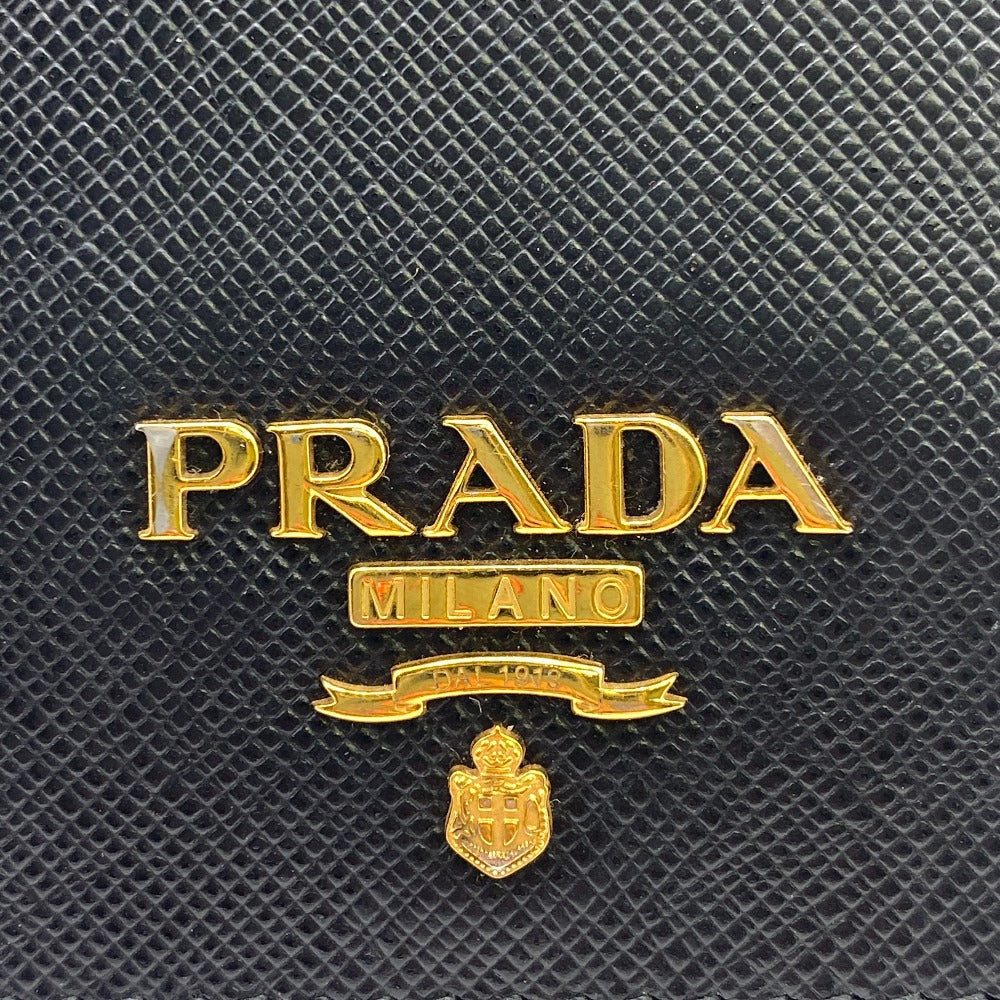 PRADA Bifold Wallet 1MV204 Leather, Saffiano NERO Compact wallet Women Used Authentic