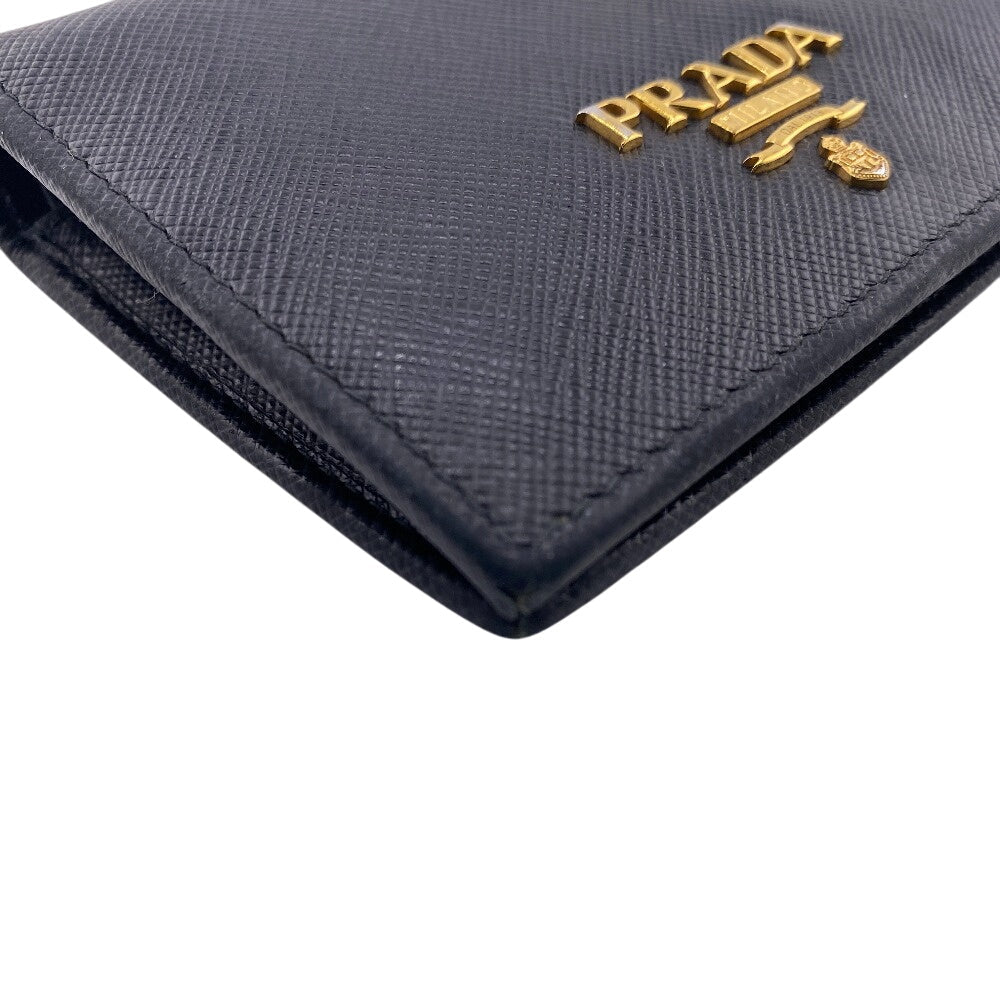 PRADA Bifold Wallet 1MV204 Leather, Saffiano NERO Compact wallet Women Used Authentic
