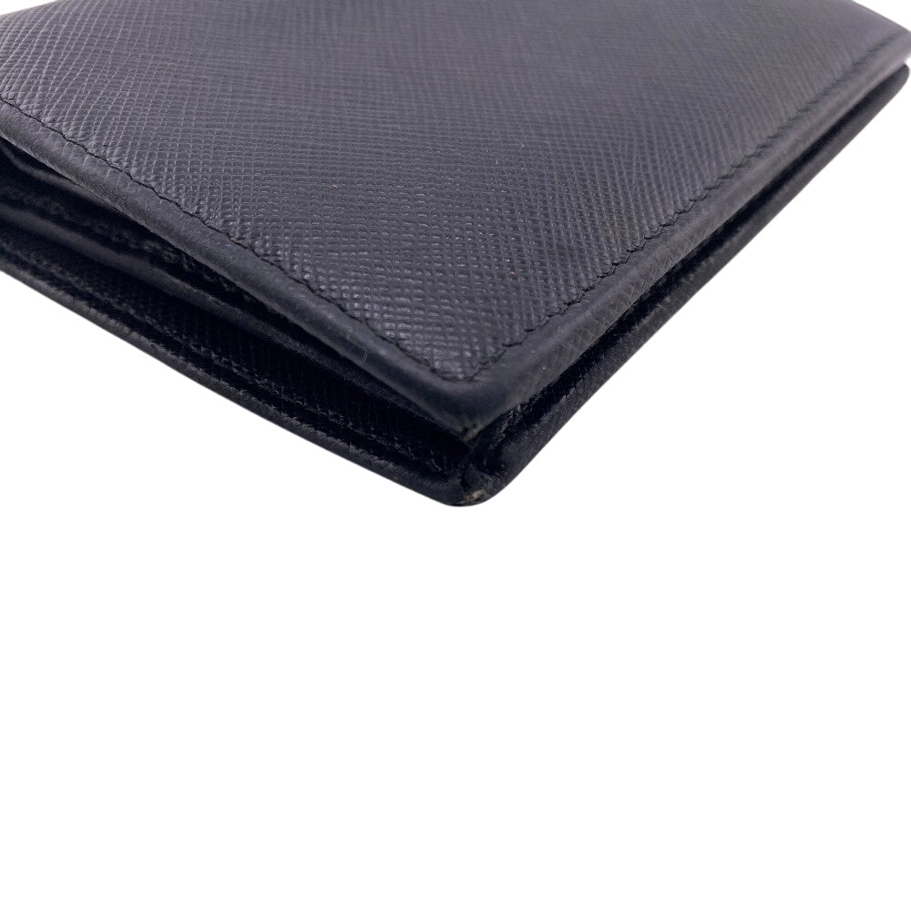PRADA Bifold Wallet 1MV204 Leather, Saffiano NERO Compact wallet Women Used Authentic