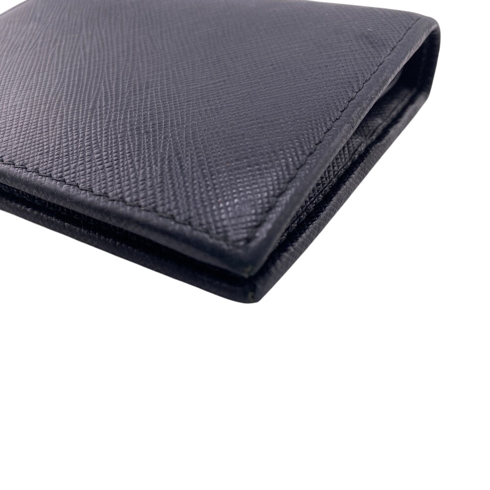 PRADA Bifold Wallet 1MV204 Leather, Saffiano NERO Compact wallet Women Used Authentic