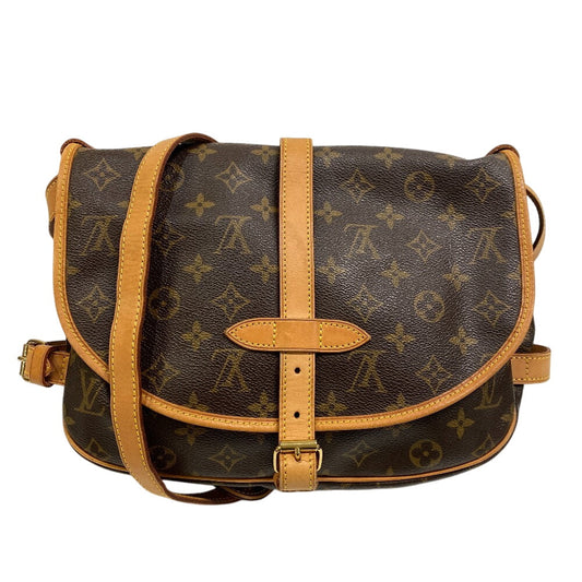 LOUIS VUITTON Shoulder Bag M42256 leather Brown Monogram Saumur 30