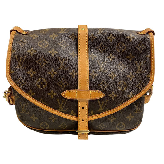 LOUIS VUITTON Shoulder Bag M42256 leather Brown Monogram Saumur 30