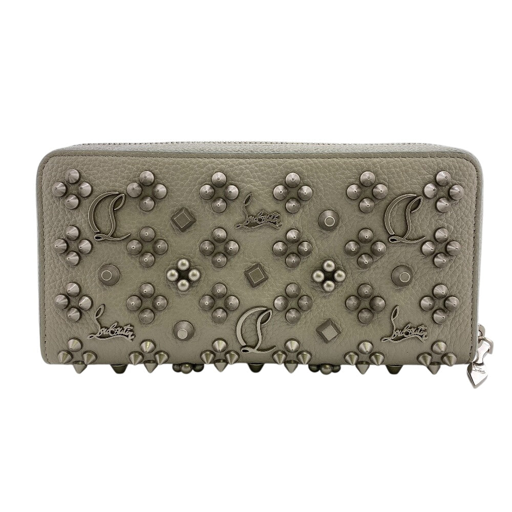 Christian Louboutin Long Wallet Purse leather gray Panettone