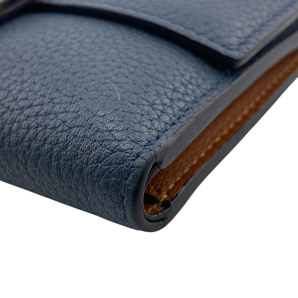 LOEWE Tri-fold wallet leather blue anagram Vertical wallet mens(Unisex) Used Authentic