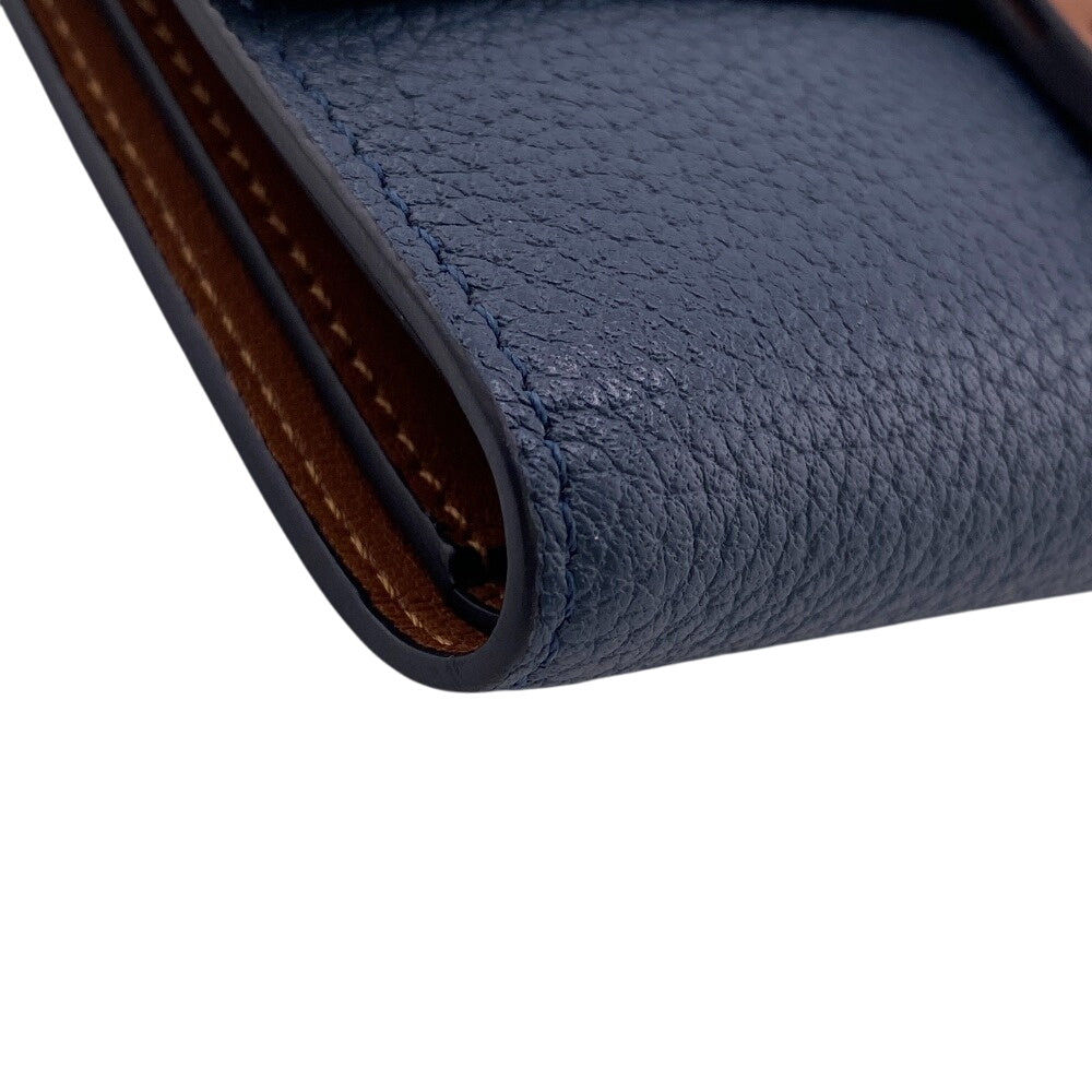 LOEWE Tri-fold wallet leather blue anagram Vertical wallet mens(Unisex) Used Authentic