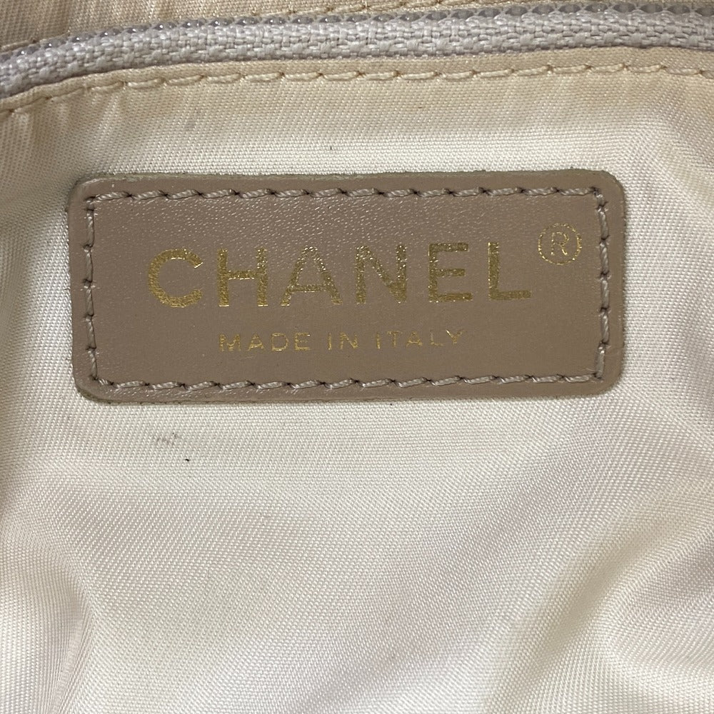 CHANEL Tote Bag Canvas, Leather beige Shoulder handbag New Travel Line MM Women Used Authentic