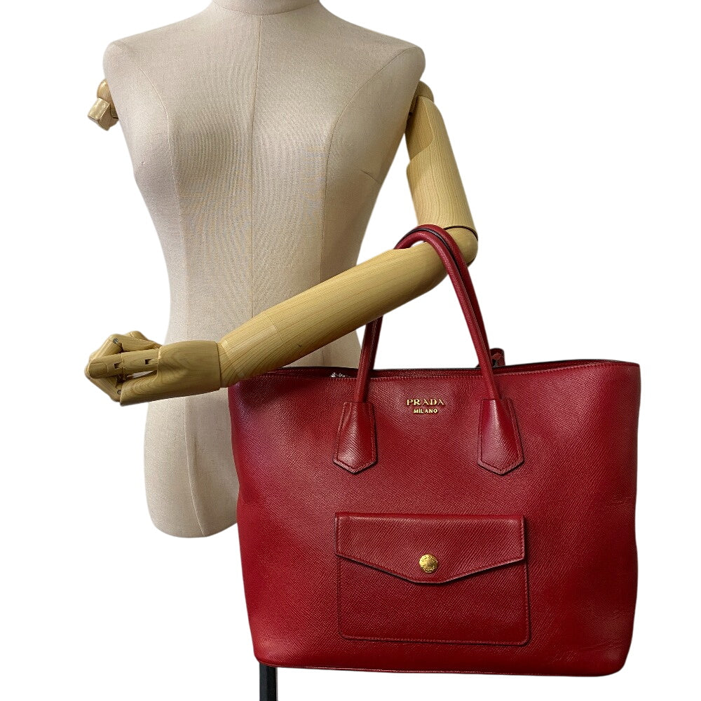 PRADA Tote Bag BN2729 PVC coated canvas Red 2way Women Used Authentic
