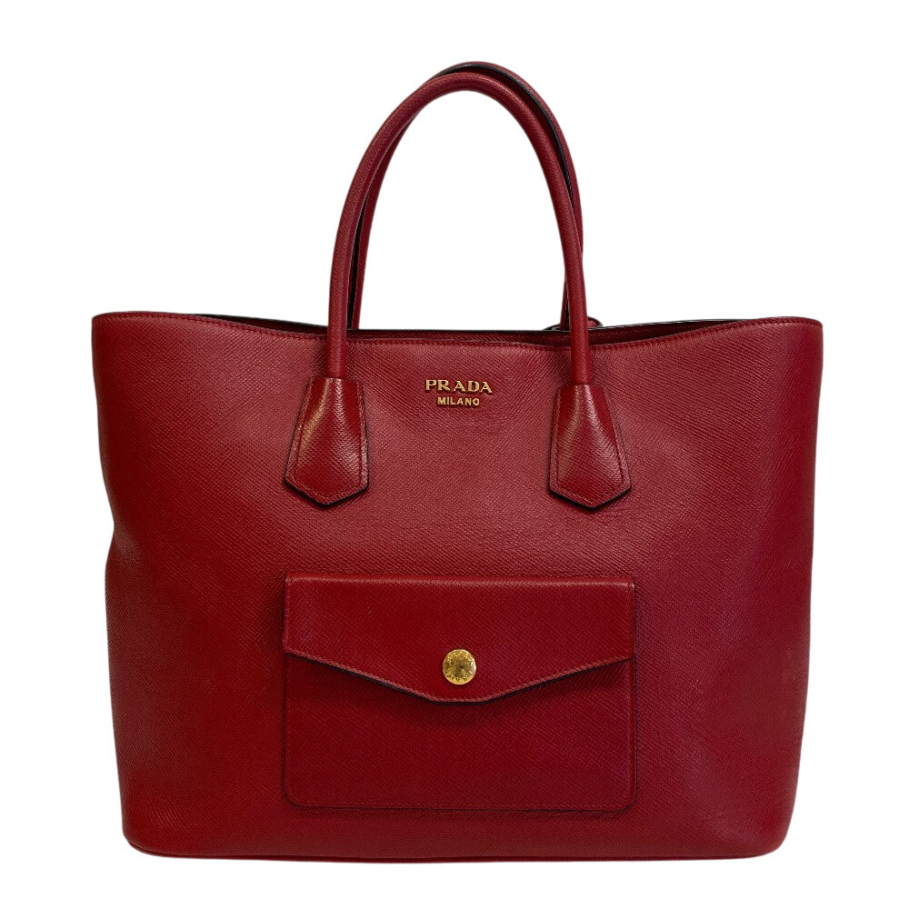 PRADA Tote Bag BN2729 PVC coated canvas Red 2way Women Used Authentic