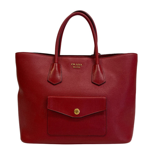 PRADA Tote Bag BN2729 PVC coated canvas Red 2way Women Used Authentic