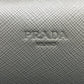 PRADA Long Wallet Purse Leather, Saffiano gray Zip Around Organizer mens Used Authentic