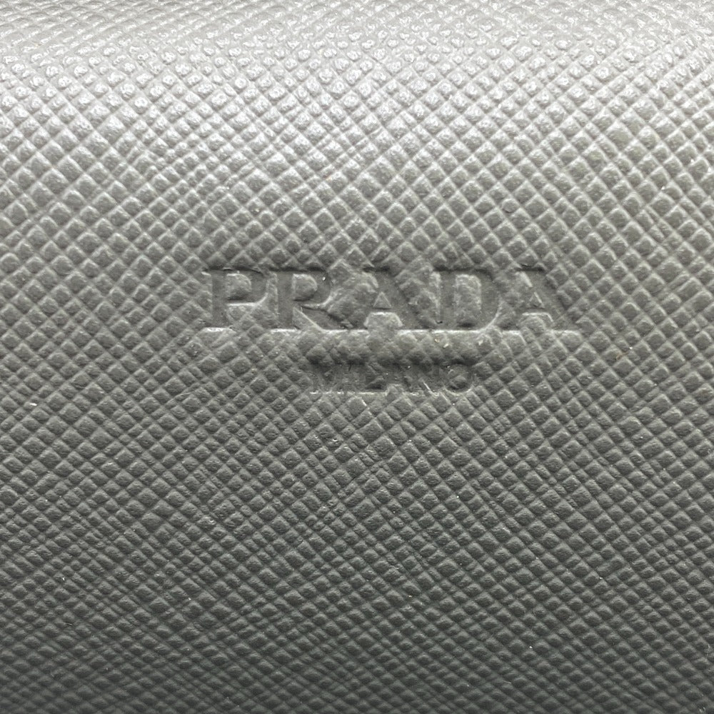 PRADA Long Wallet Purse Leather, Saffiano gray Zip Around Organizer mens Used Authentic