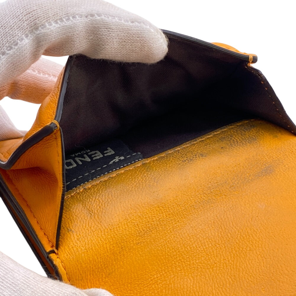 FENDI Tri-fold wallet leather Orange Embossed FF Bucket