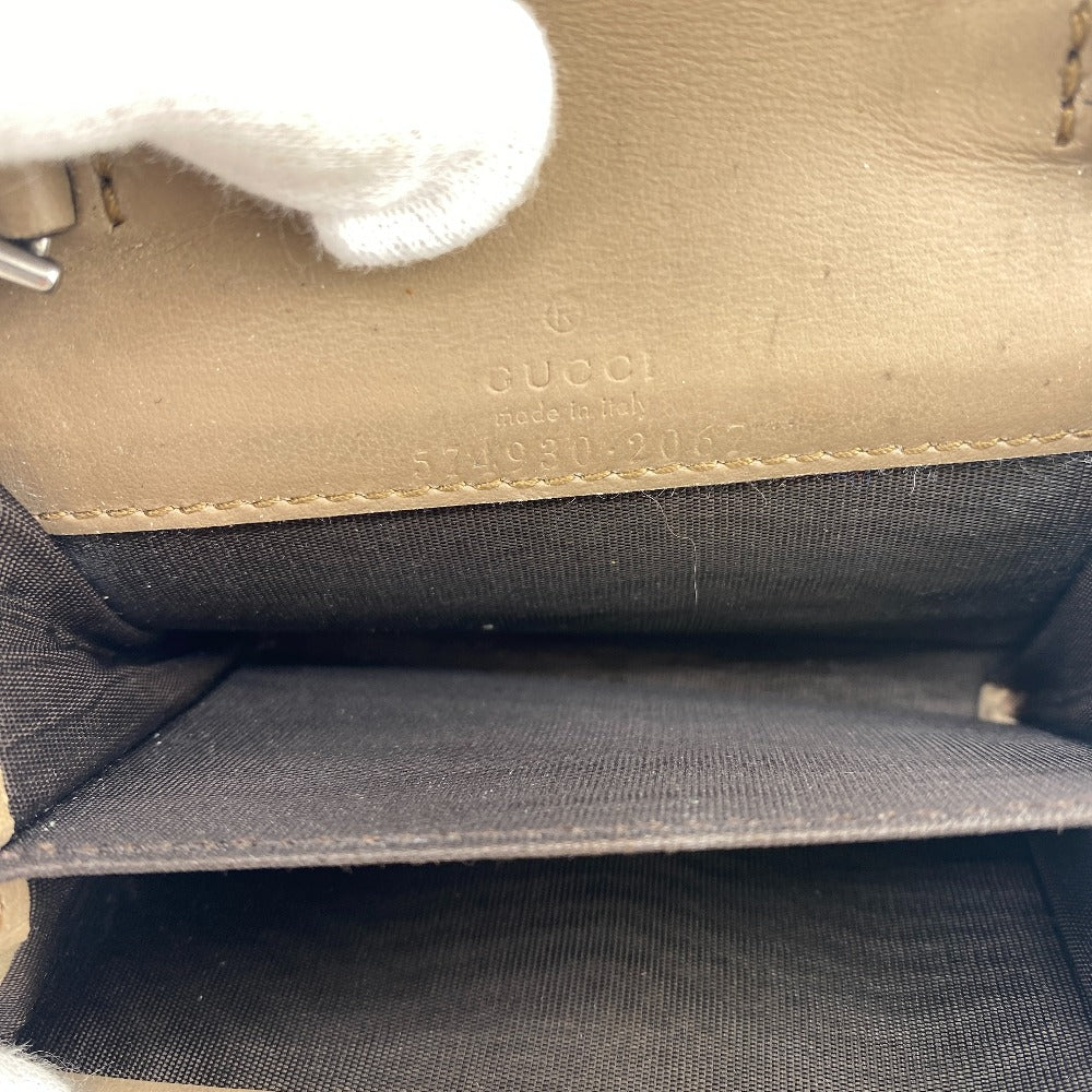 GUCCI Bifold Wallet GG Supreme Canvas beige Chain wallet GG Supreme Women Used Authentic